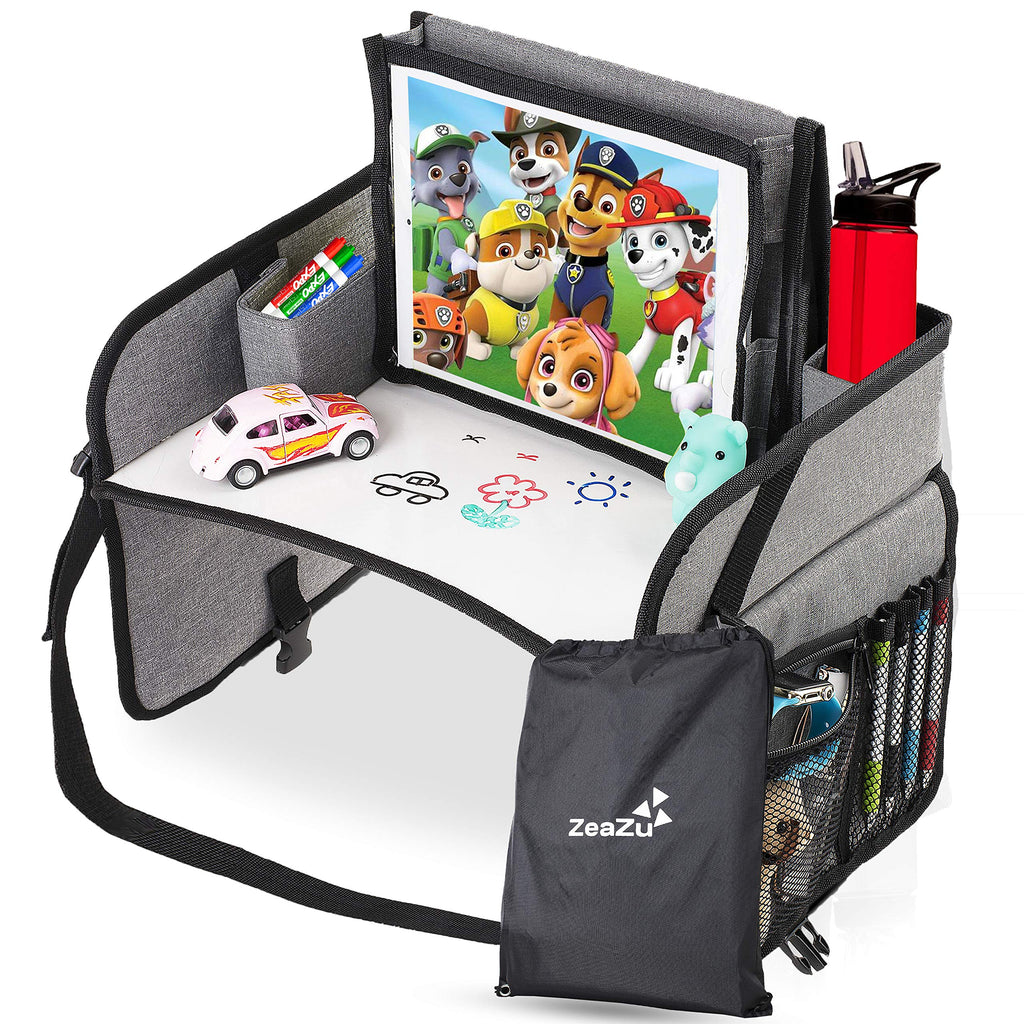 ZeaZu Kids Foldable Storage Organizer Desk 2021 Travel Tray - Silver